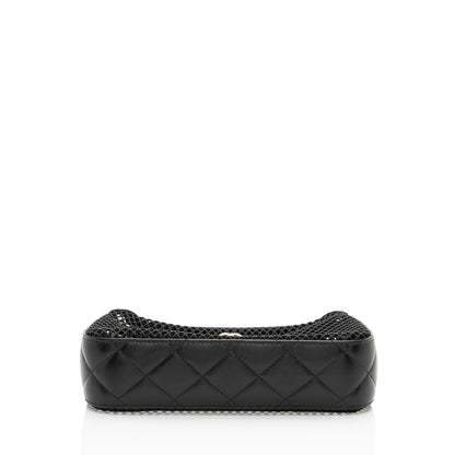 Chanel Mesh Lambskin Clutch With Chain