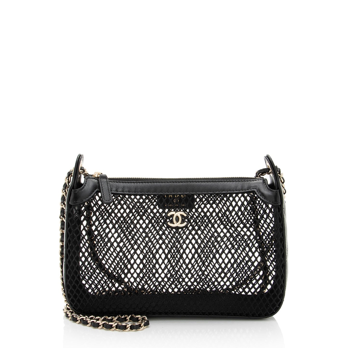 Chanel Mesh Lambskin Clutch With Chain