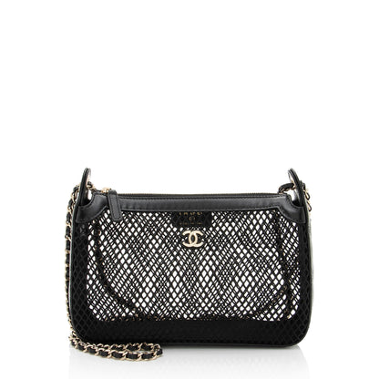 Chanel Mesh Lambskin Clutch With Chain