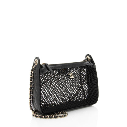 Chanel Mesh Lambskin Clutch With Chain