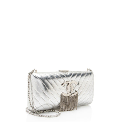 Chanel Metallic Crumpled Lambskin Fringe Clutch