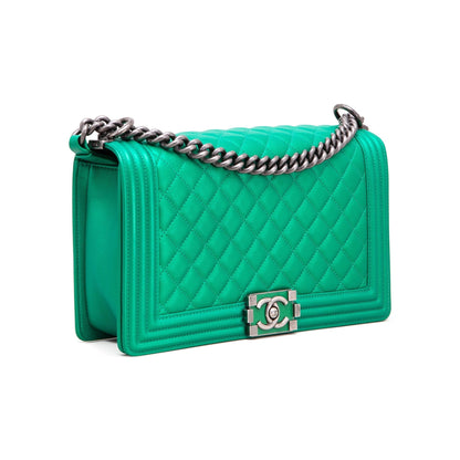 Chanel Boy Medium Calfskin Green Handbag