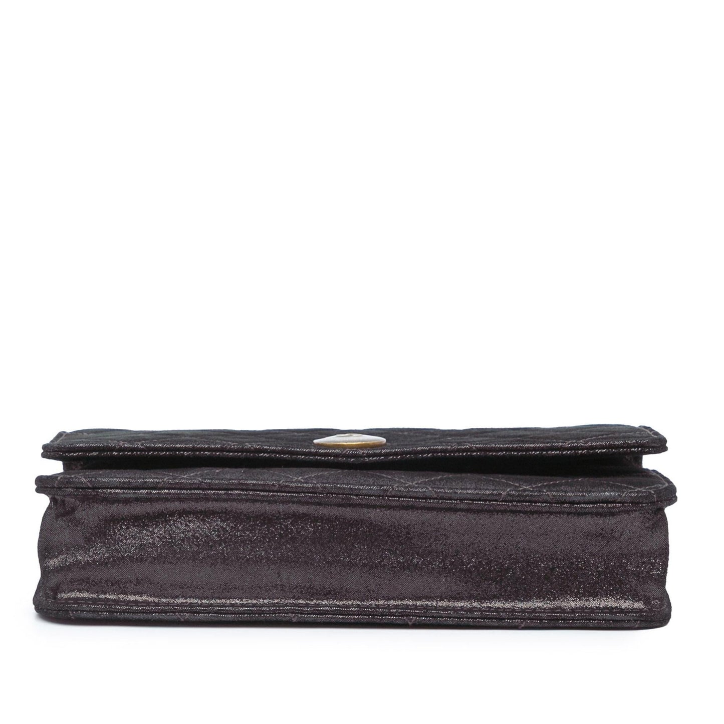 Chanel Metiers D Art Quilted Iridescent Lambskin Tartan Button Wallet On Chain