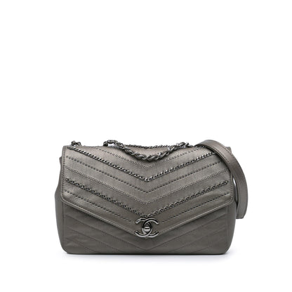 Chanel Gabrielle Calfskin Grey Shoulder Bag Style 3