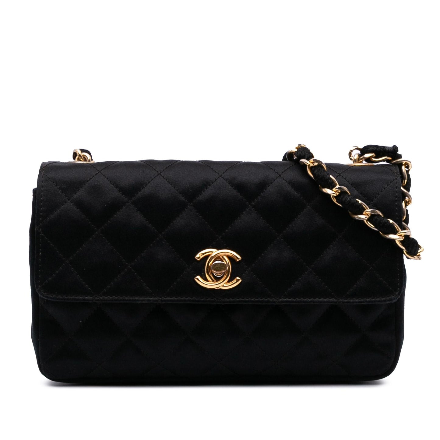 Chanel Mini Rectangular Cc Quilted Satin Flap