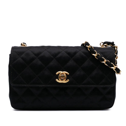 Chanel Mini Rectangular Cc Quilted Satin Flap