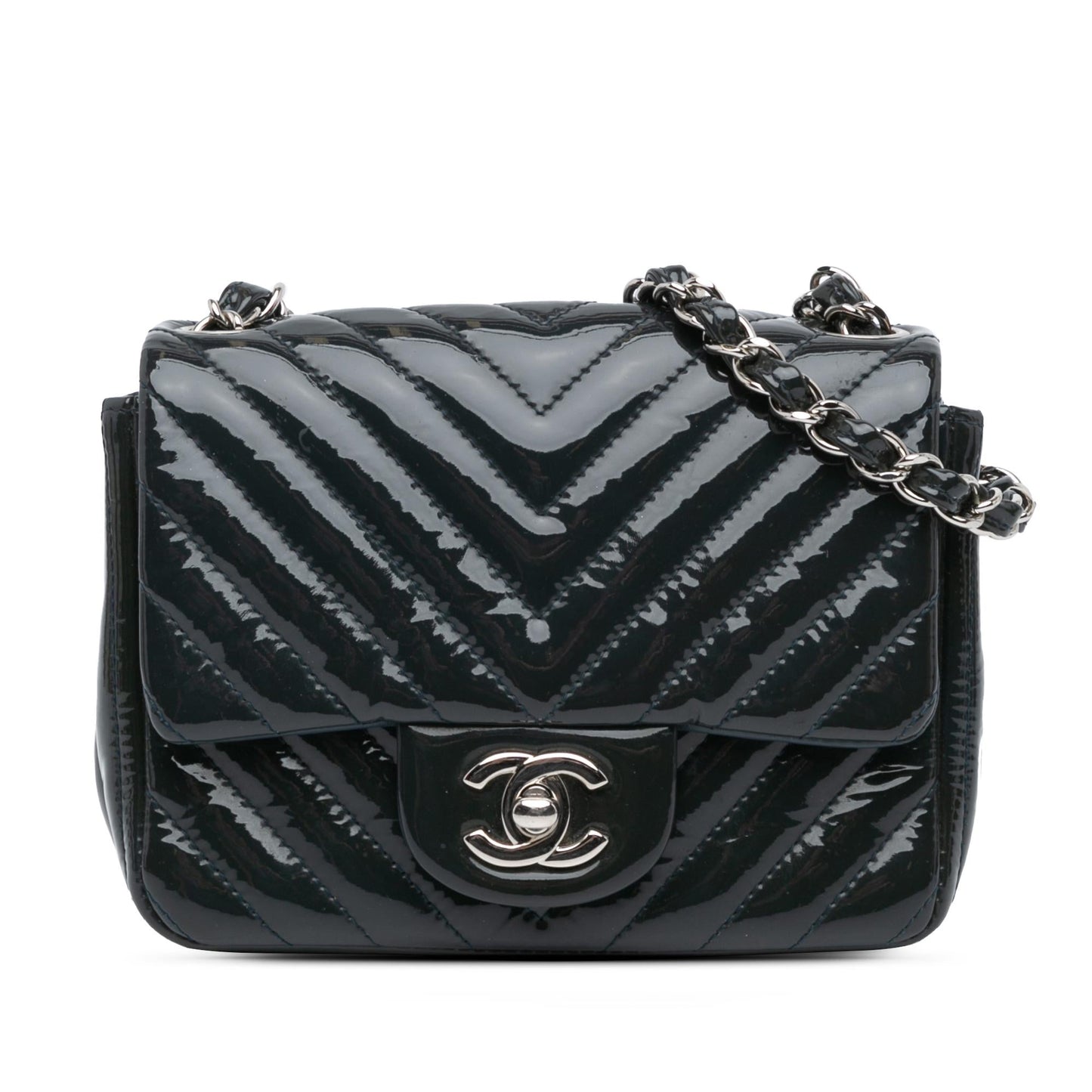 Chanel Gabrielle Patent Leather Blue Shoulder Bag Patent Leather