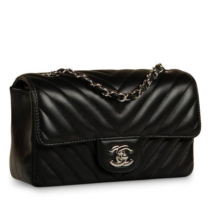 Chanel Classic Flap Lambskin Black Shoulder Bag Style 180
