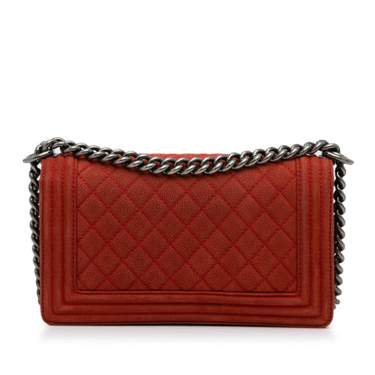 Chanel Boy Caviar Red Shoulder Bag