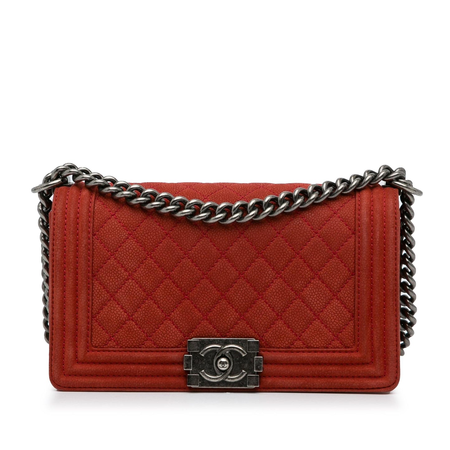 Chanel Boy Caviar Red Shoulder Bag