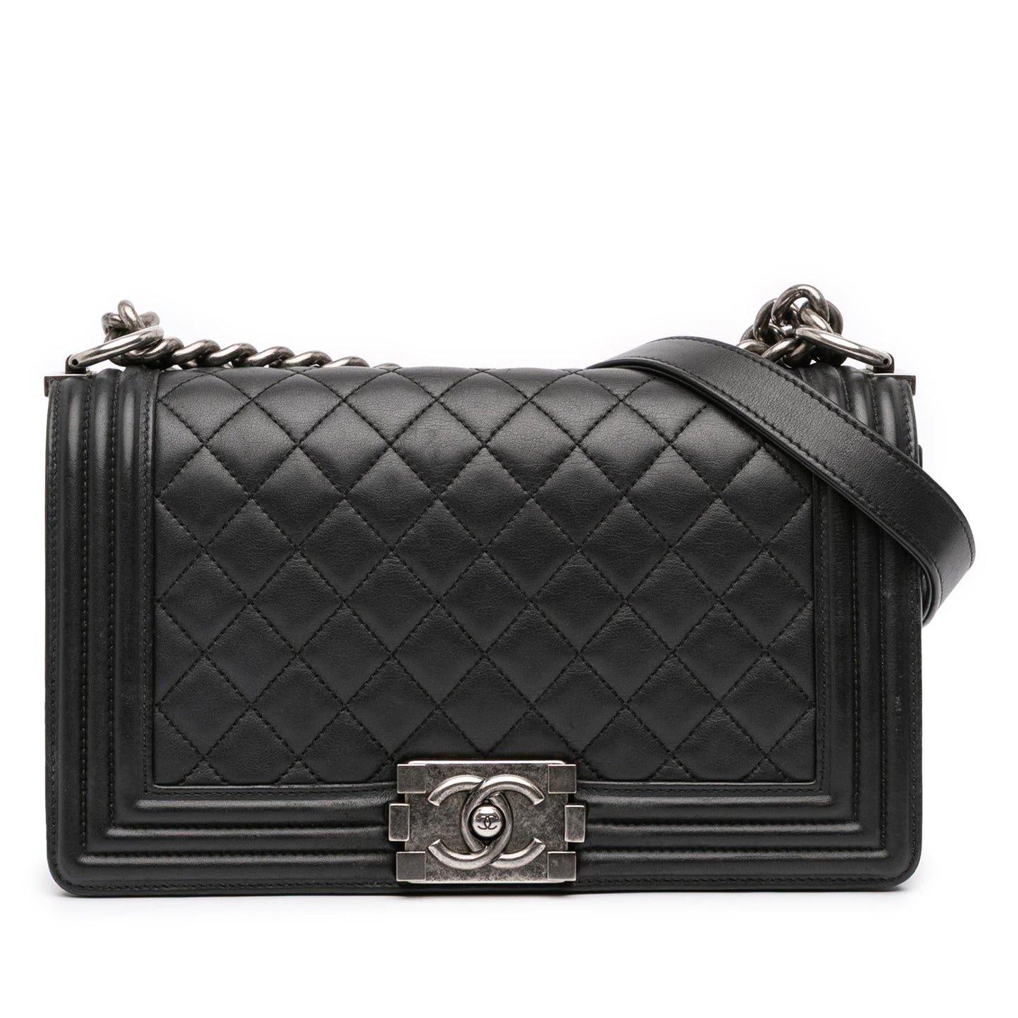 Chanel Boy Lambskin Black Shoulder Bag