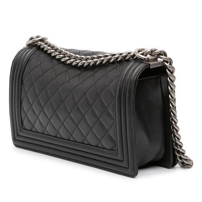 Chanel Boy Lambskin Black Shoulder Bag