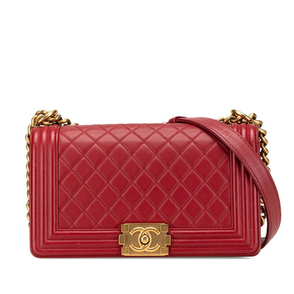 Chanel Old Medium Quilted Lambskin Boy Flap