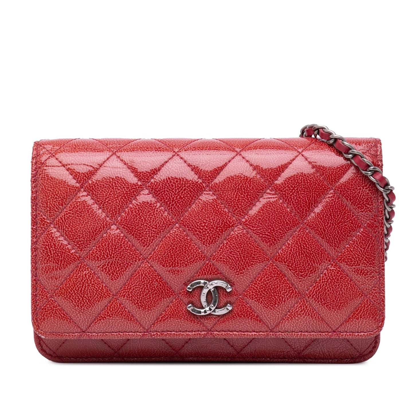 Chanel Paris Dallas Cc Patent Goatskin Wallet On Chain