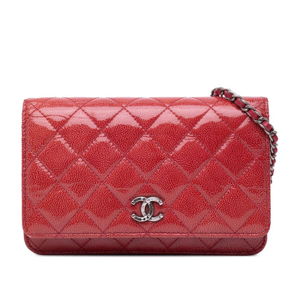 Chanel Paris Dallas Cc Patent Goatskin Wallet On Chain
