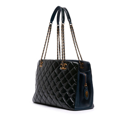 Chanel Paris Salzburg Patent And Goatskin Cc Eyelet Tote