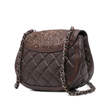 Chanel Paris-Salzburg Quilted Lambskin And Pony Hair Saddle Crossbody