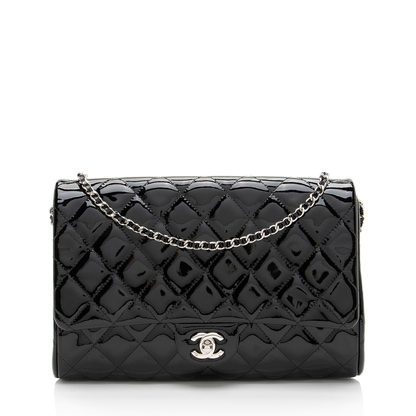 Chanel Patent Leather Classic Chain Flap Clutch