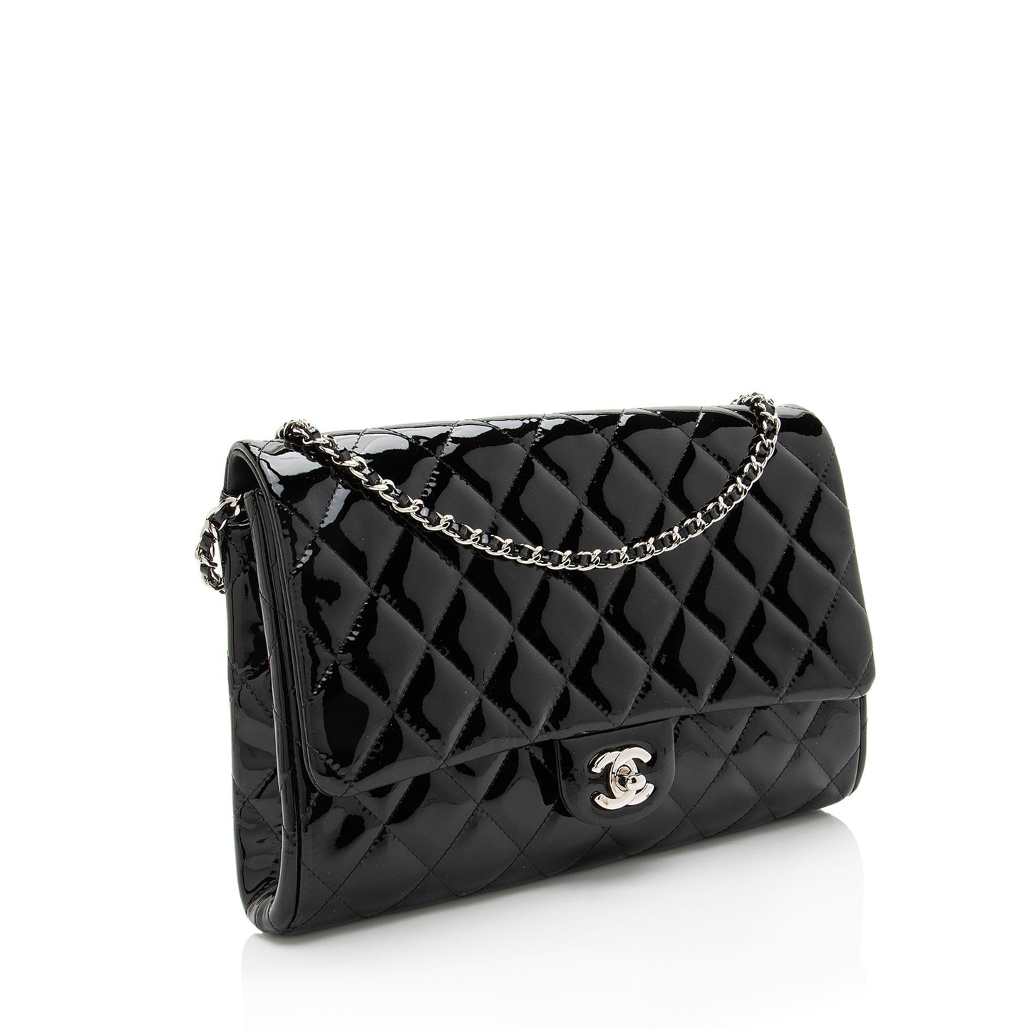 Chanel Patent Leather Classic Chain Flap Clutch