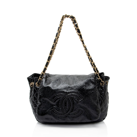 Chanel Patent Vinyl Rock And Chain Medium Shoulder Bag