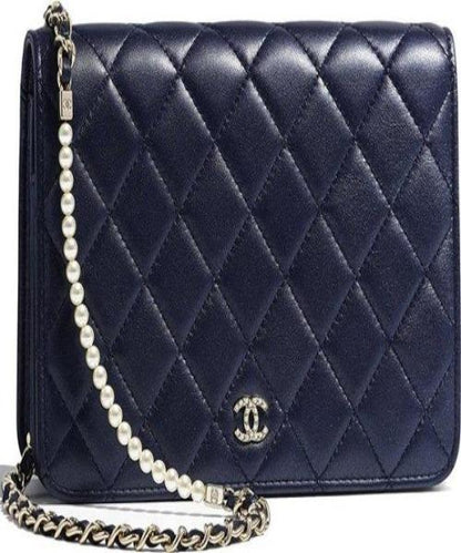 Chanel Wallet On Chain – WOC Quilted Lambskin Dark Blue SiLouis Vuittoner-Toned