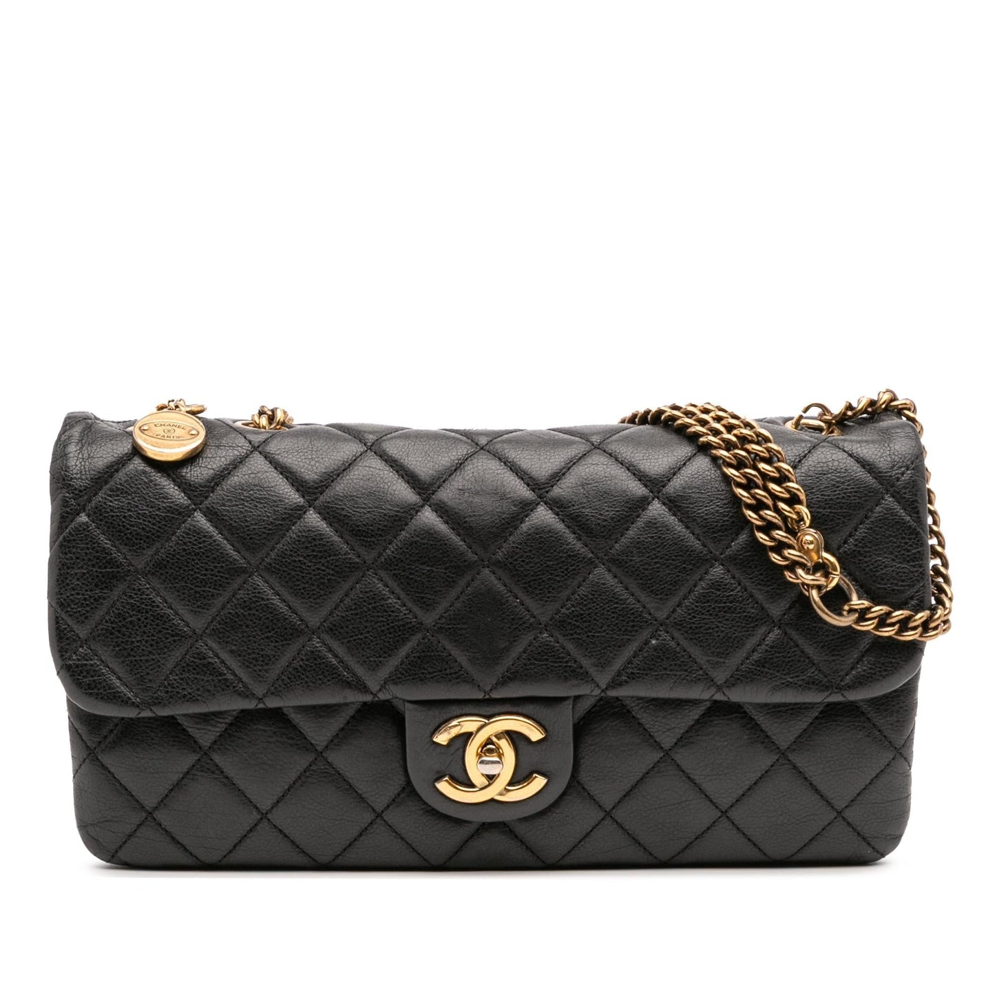 Chanel Quilted Calfskin Cc Crown Flap
