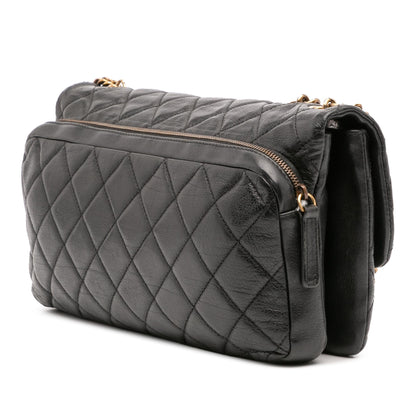 Chanel Quilted Calfskin Cc Crown Flap