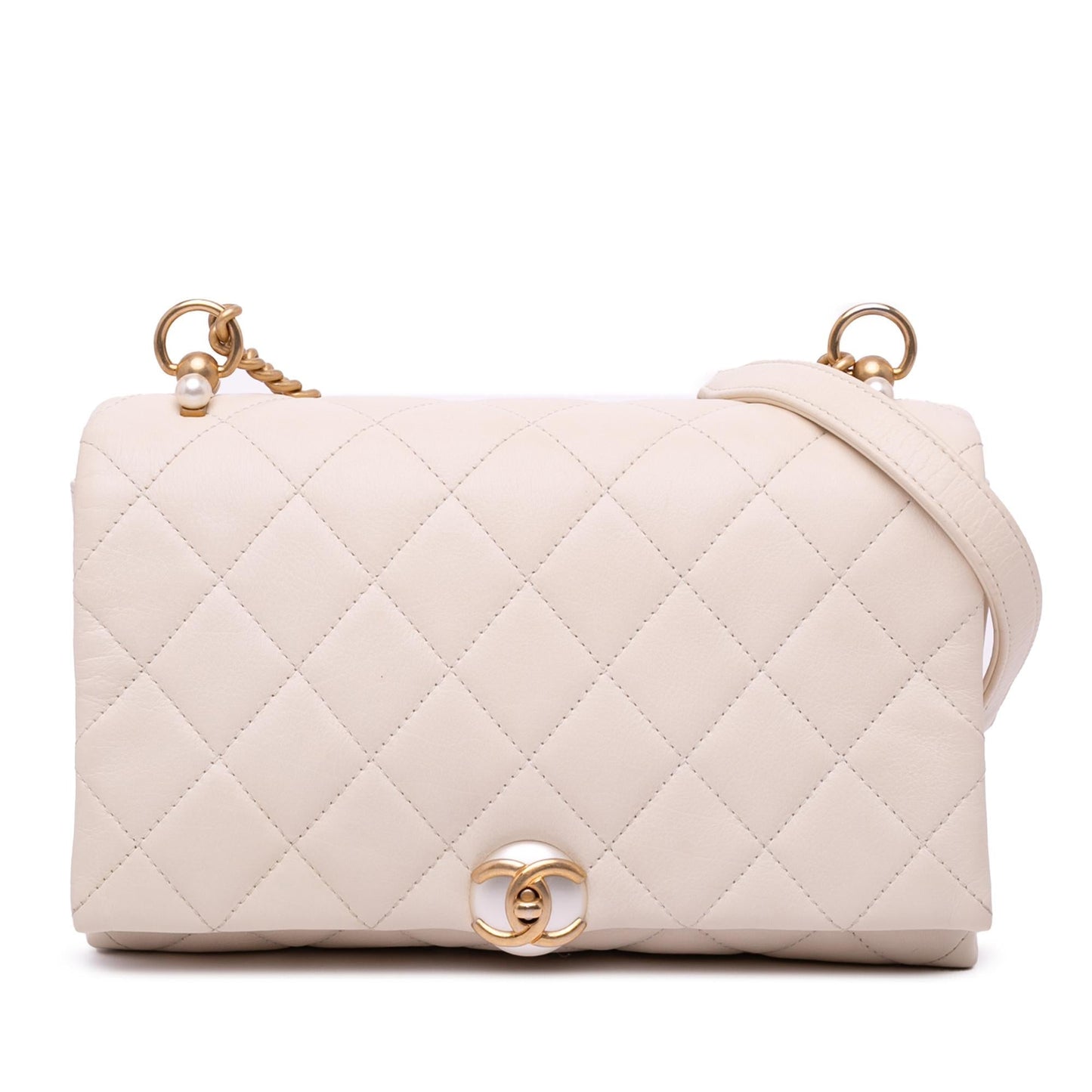 Chanel Gabrielle Calfskin White Shoulder Bag Style 2