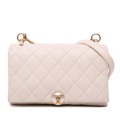 Chanel Gabrielle Calfskin White Shoulder Bag Style 2
