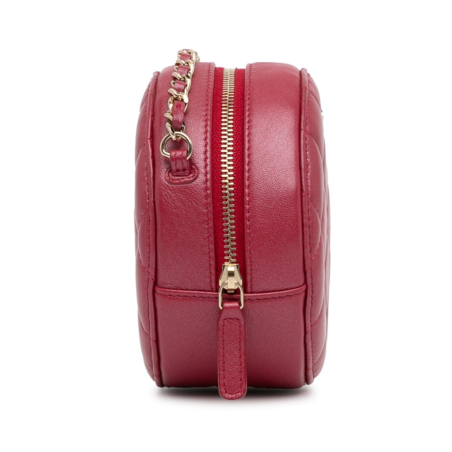 Chanel Quilted Lambskin Round Pearl Clutch With Chain