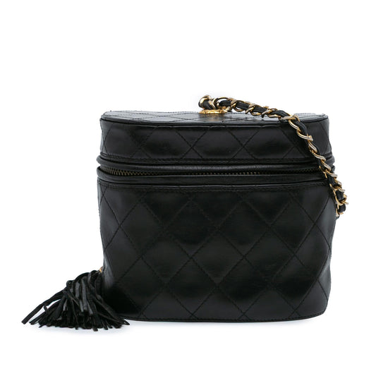 Chanel Quilted Lambskin Tassel Vanity Case With Chain
