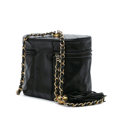 Chanel Quilted Lambskin Tassel Vanity Case With Chain