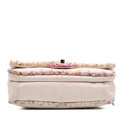 Chanel Quilted Lambskin And Tweed Elegant Trim Flap