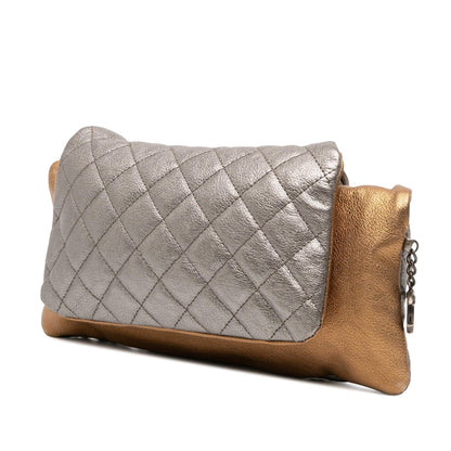Chanel Quilted Metallic Goatskin Tabatiere Kisslock Foldover Clutch