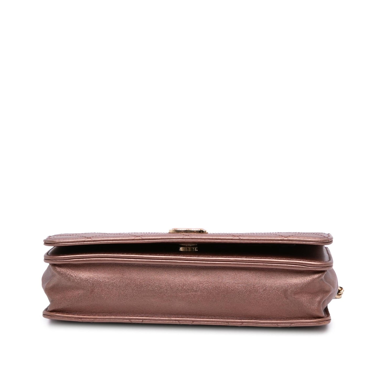Chanel Quilted Metallic Lambskin Enamel Cc Wallet On Chain