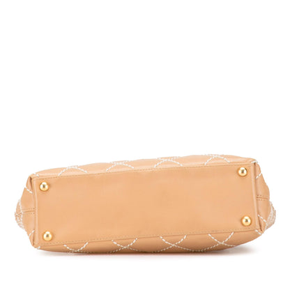 Chanel Small Cc Calfskin Wild Stitch Tote