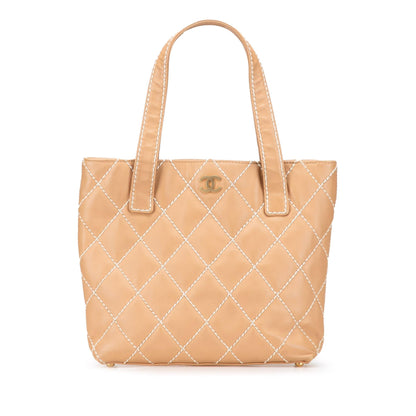 Chanel Small Cc Calfskin Wild Stitch Tote