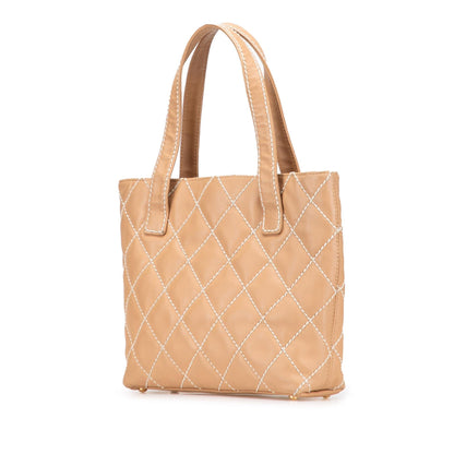 Chanel Small Cc Calfskin Wild Stitch Tote