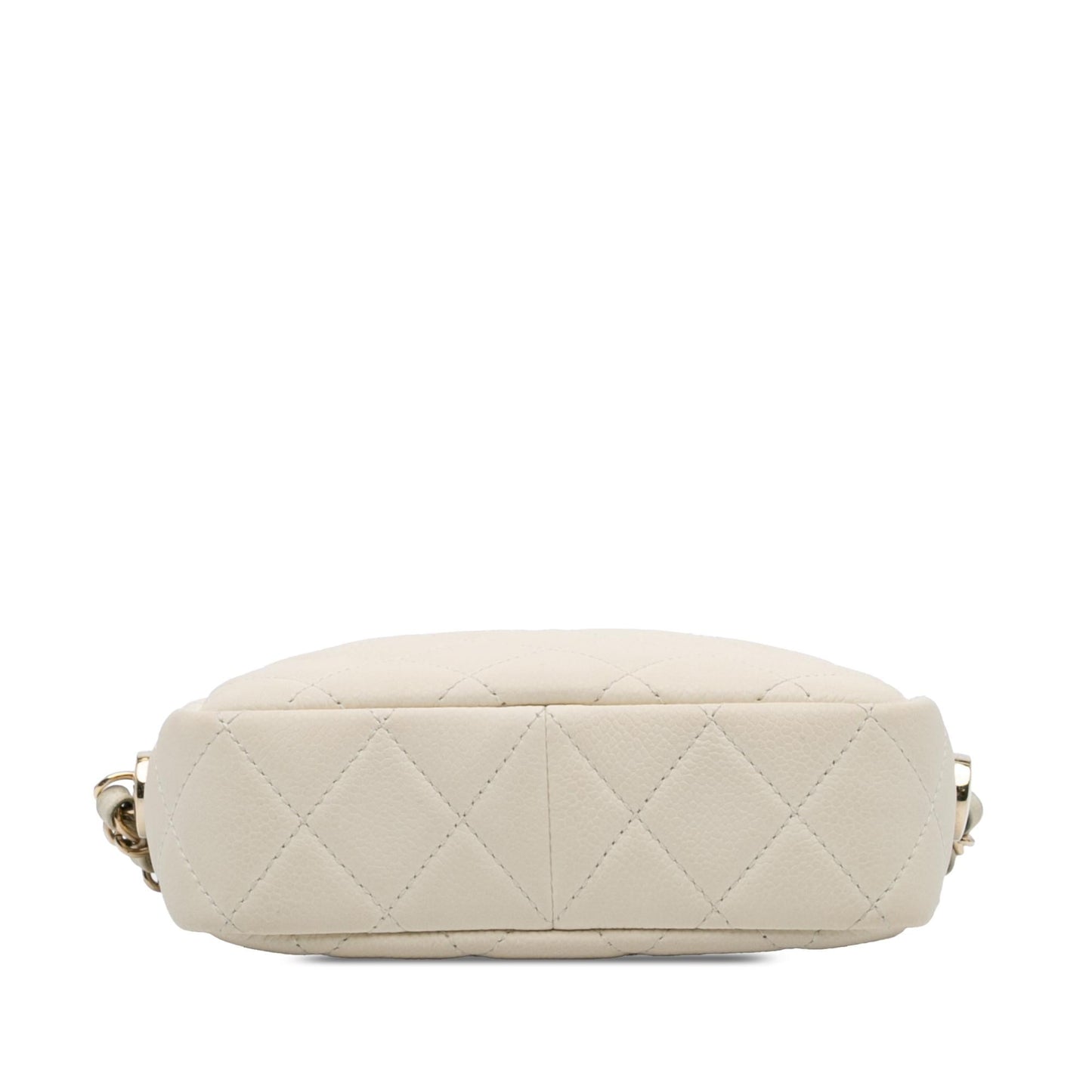 Chanel Small Cc Flat Quilted Caviar Camera Bag