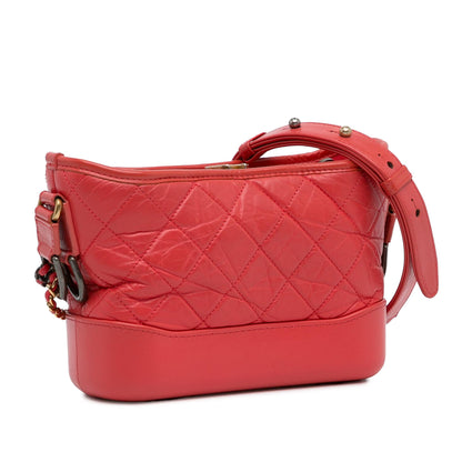 Chanel Gabrielle Lambskin Red Crossbody Lambskin