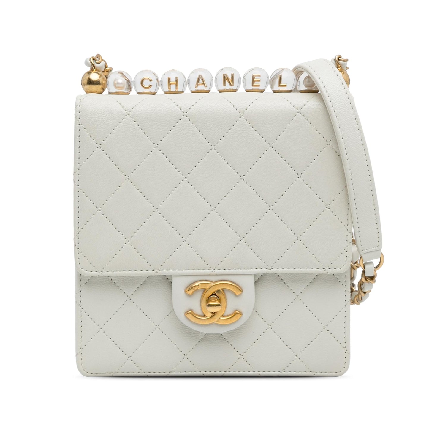 Chanel Gabrielle Lambskin White Shoulder Bag Style 9