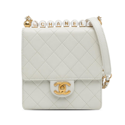 Chanel Gabrielle Lambskin White Shoulder Bag Style 4