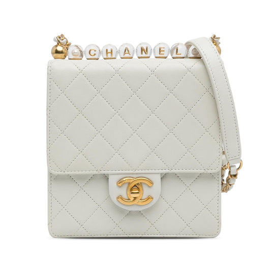 Chanel Gabrielle Lambskin White Shoulder Bag Style 4
