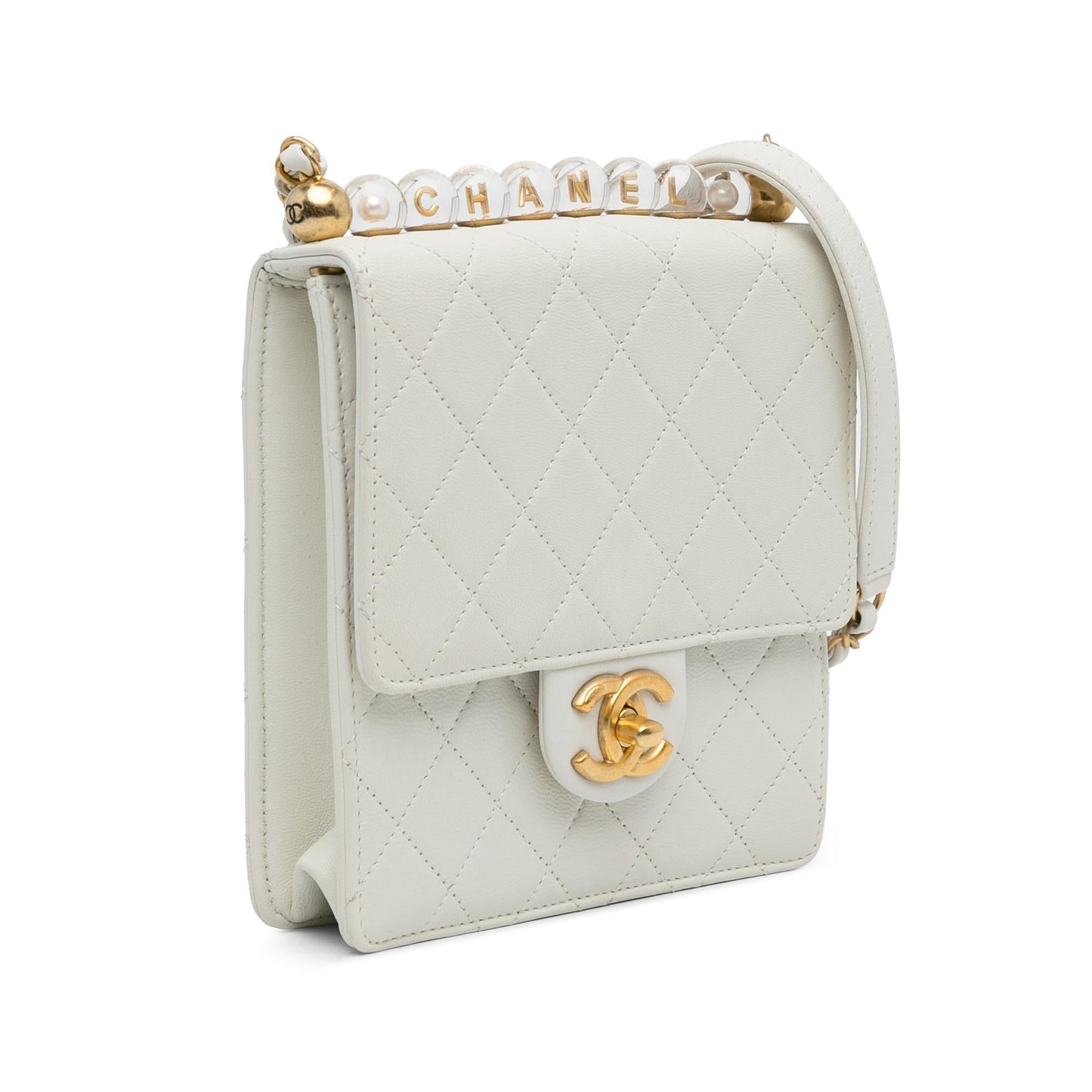 Chanel Gabrielle Lambskin White Shoulder Bag Style 4