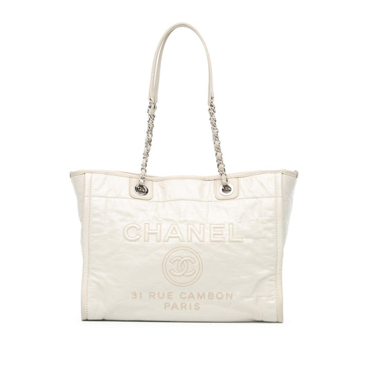 Chanel Gabrielle Calfskin White Tote Bag