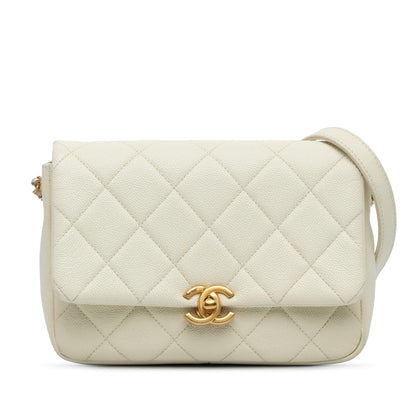 Chanel Gabrielle Caviar White Shoulder Bag