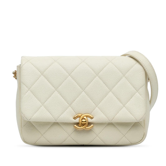Chanel Gabrielle Caviar White Shoulder Bag