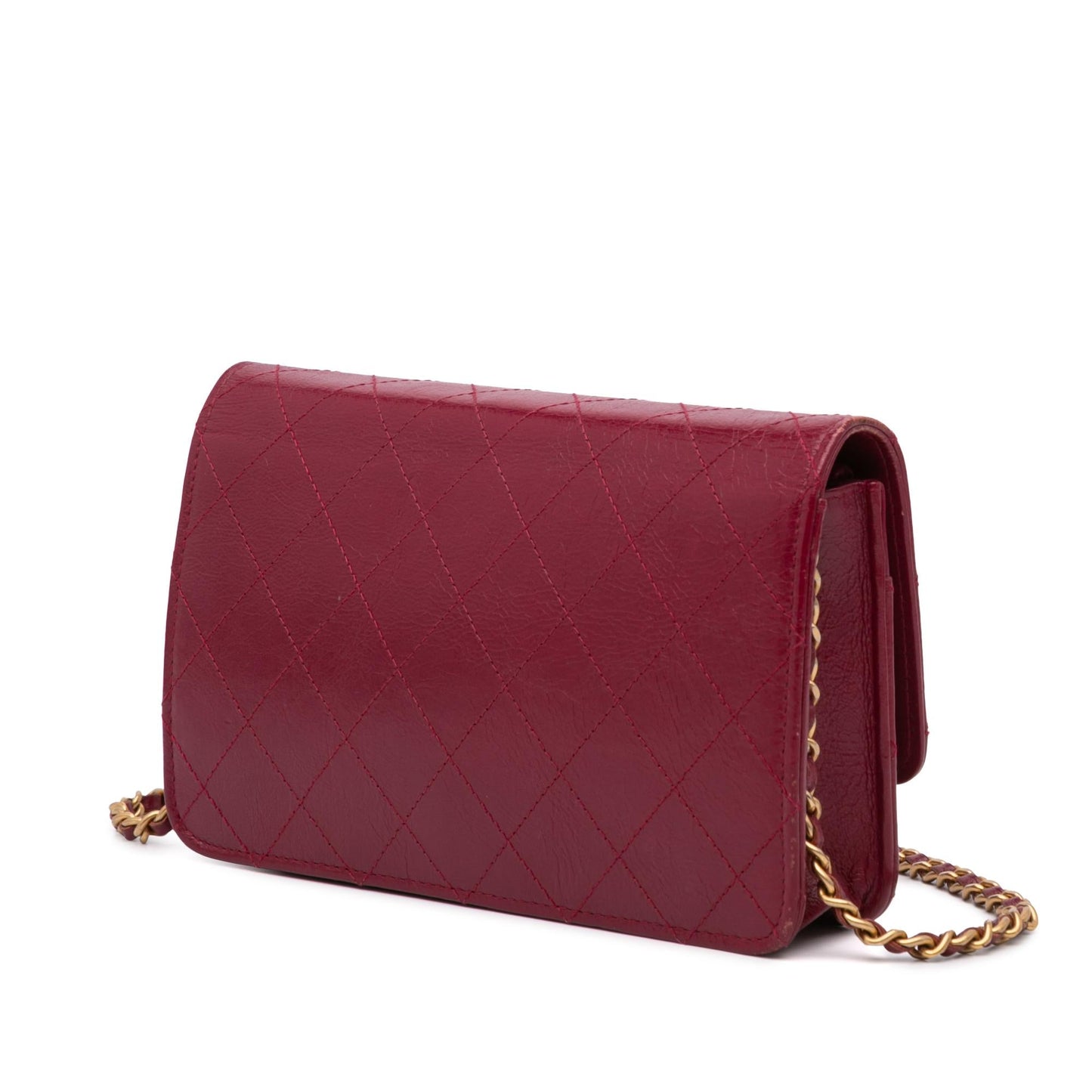 Chanel Stitched Goatskin Golden Cc Wallet On Chain