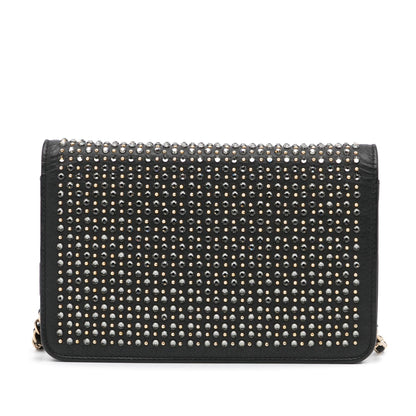 Chanel Studded Leather Wallet On Chain
