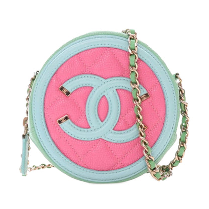 Chanel Tricolor Caviar Cc Filigree Round Crossbody